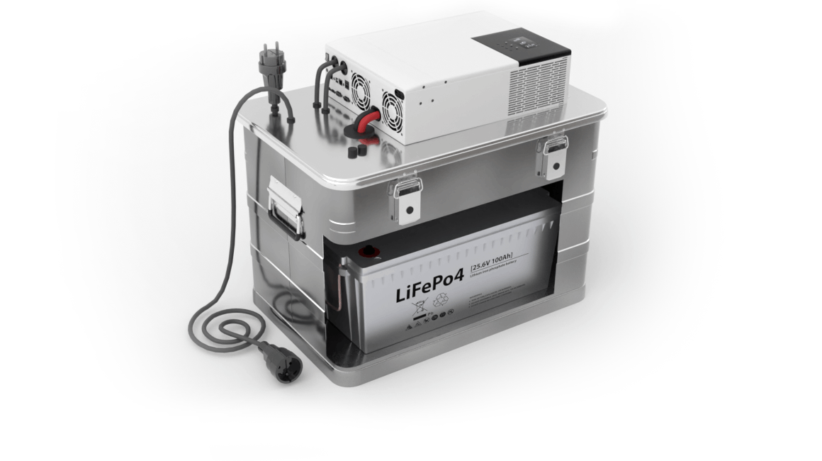 AleksBox Зарядна електростанція: Гібридний інвертор, LiFePO4 батарея 3000 Вт, 2560 Вт*год, Мобільне рішення для відключень електроенергії. Підтримує сонячні панелі 